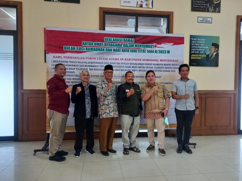Wujudkan Kerukunan Antar Umat Beragama, Forkopimda Sumedang Gelar Deklarasi Damai Lintas Agama 