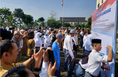 Cegah Aksi Kekerasan, Polres Sumedang Gelar Apel Aksi Deklarasi Damai Antar Pelajar