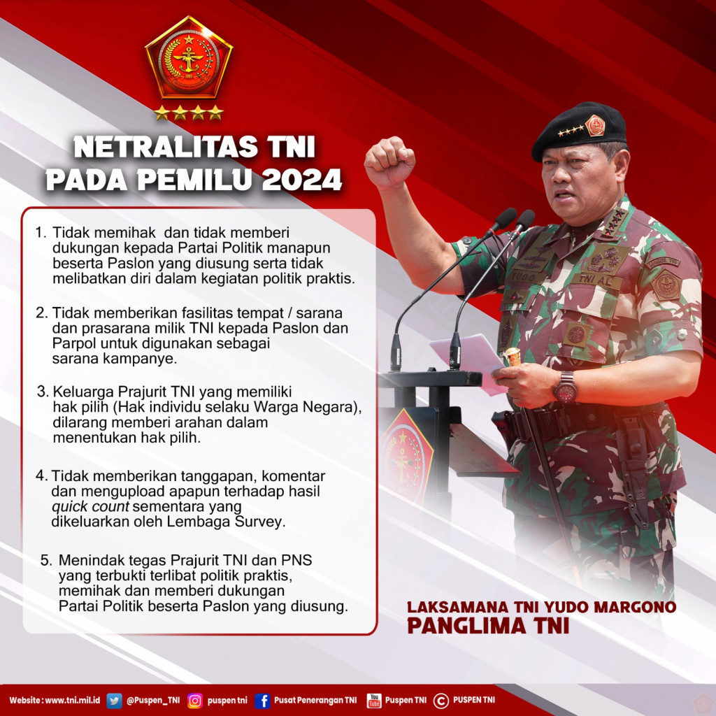 Panglima TNI Keluarkan Sejumlah Poin Penting Terkait Netralitas Prajurit di Pemilu 2024