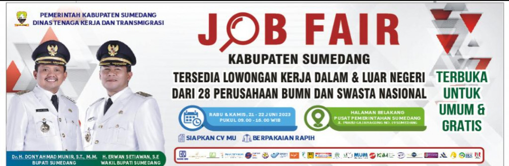 Disnakertrans akan Gelar Bursa Kerja di Halaman Belakang Pusat Pemerintahan Sumedang